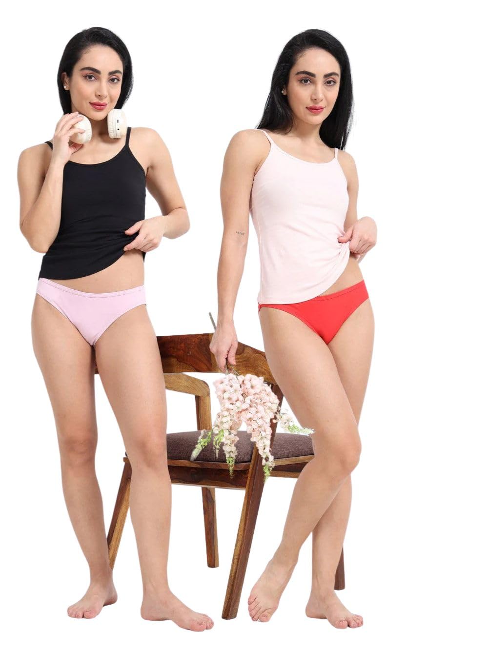 a & a Pink and Red Organic Cotton Bikini Panty for Women - Pack of 2-picture-27