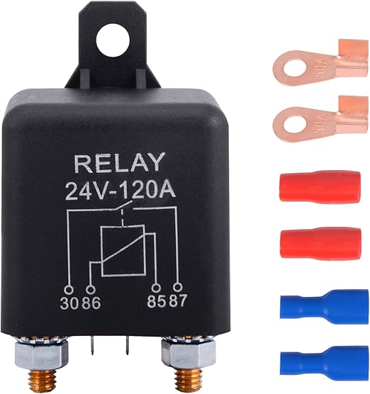 FOSHIO Car Truck Boat Switch 24VDC 120A SPST 4pin Relay Heavy Duty Split Charge Starter Relay with Terminals