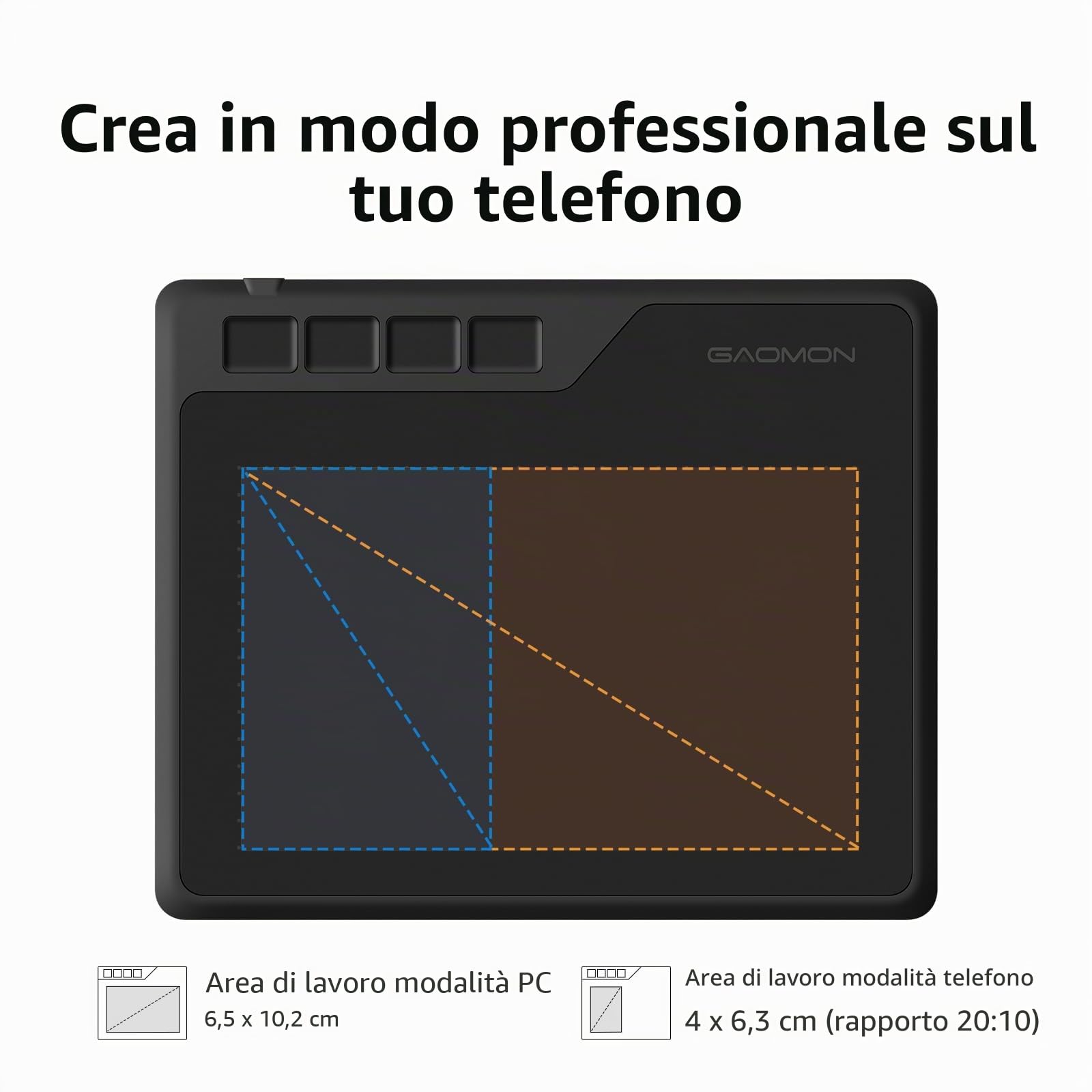 GAOMON S620 6,5 x 4 Pollici Tavoletta Grafica con Penna Senza Batteria per Disegnare