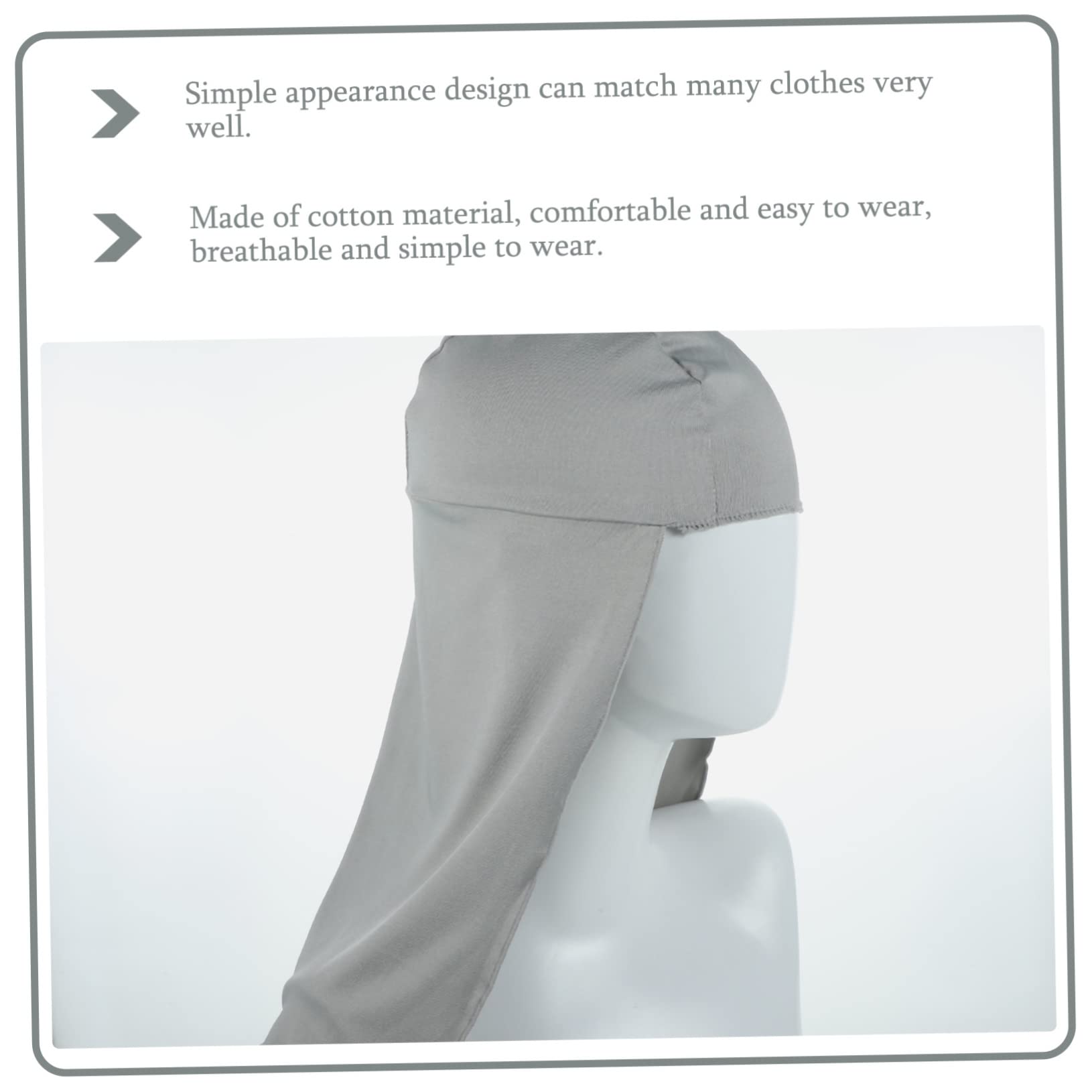 VANZACK Outdoor Sun Hat with Neck Cover Sun Shade Hat Elastic Fit Breathable Cotton Material Long Tail Design for Fishing Hiking Grey