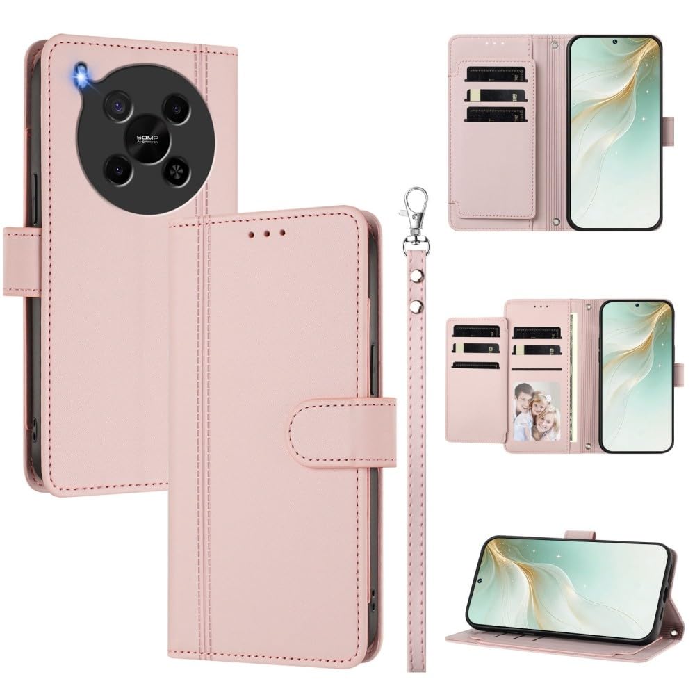 Generic Funda compatible con TCL 60R / TCL 60 5G (color: rosa) Funda de piel con tapa magnética estilo cartera estilo cartera