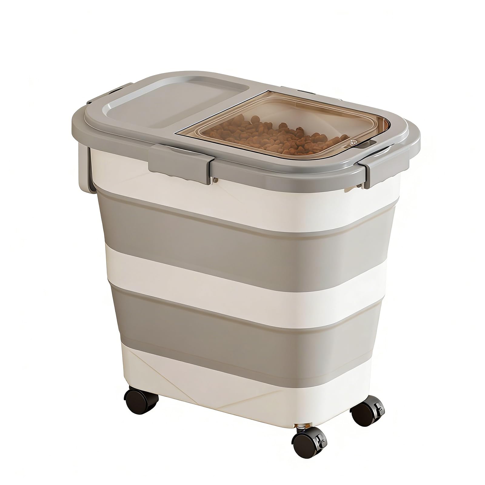Hsioluted Compact Expandable Cereal Container with Two Rubber Seals and Pellucid Space Saving Foldable Container