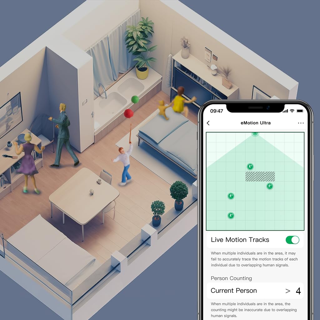 eMotion Ultra Sensor Inteligente de Presencia con Radar mmWave de 60GHz WiFi, IR, Luminosidad, Temperatura y Humedad, Compatible con MQTT Home Assistant, Alexa y Google Home