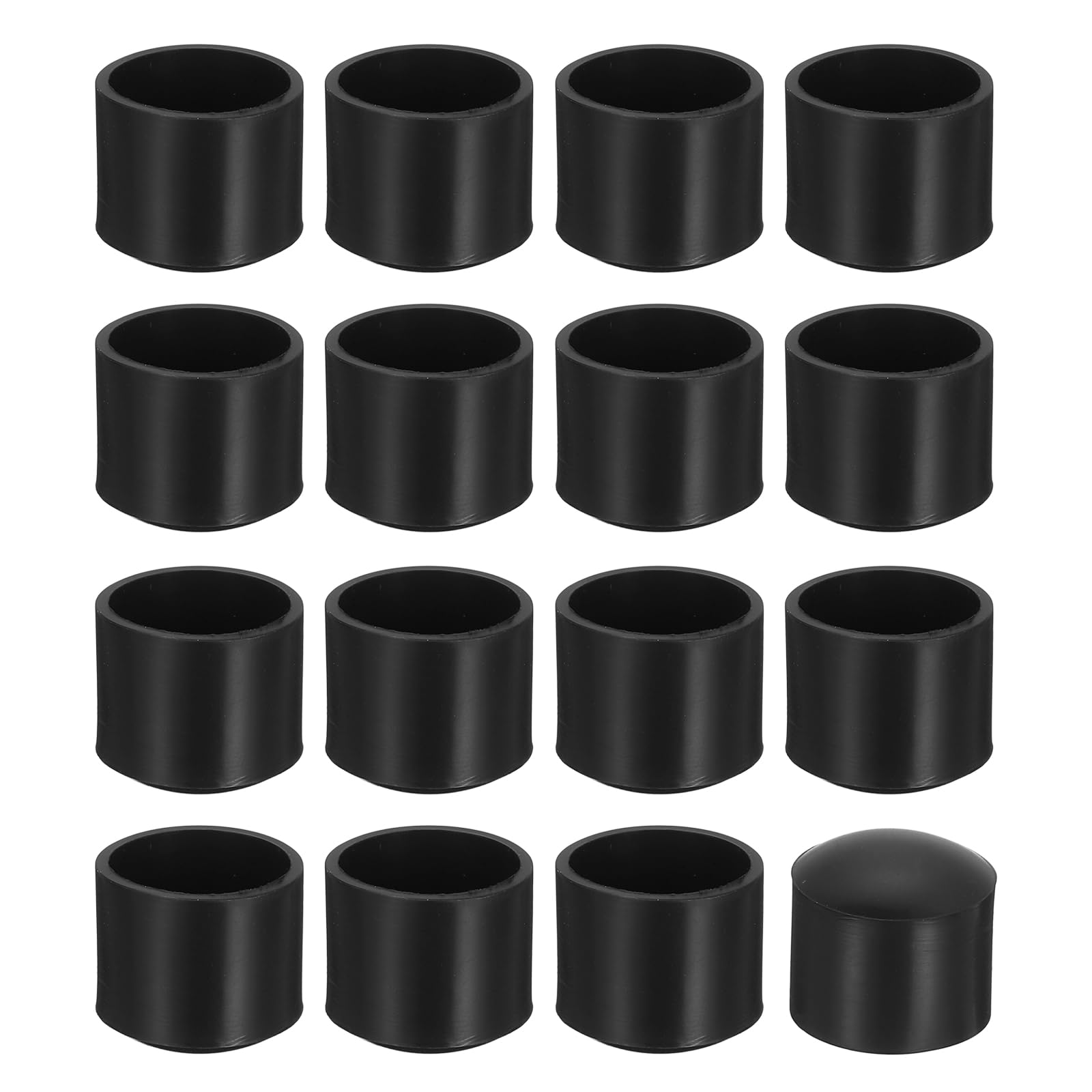 QUARKZMAN 56 Tapas para Patas de Silla, 16mm (5/8 Pulgadas) Tapones de PVC Antideslizantes para Patas de Silla, Protectores de Piso Redondos para Muebles, Color Negro