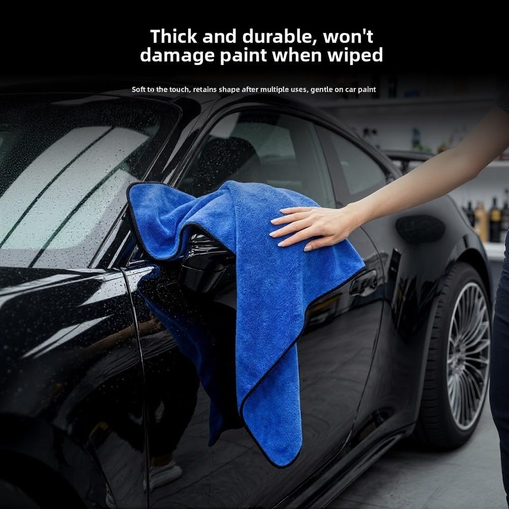 Asciugamano grande per asciugare l'auto, 60 x 160 cm, in morbida microfibra | Pile di corallo antigraffio, sicuro per la verniciatura, 60 x 160 cm, ideale per esterni auto