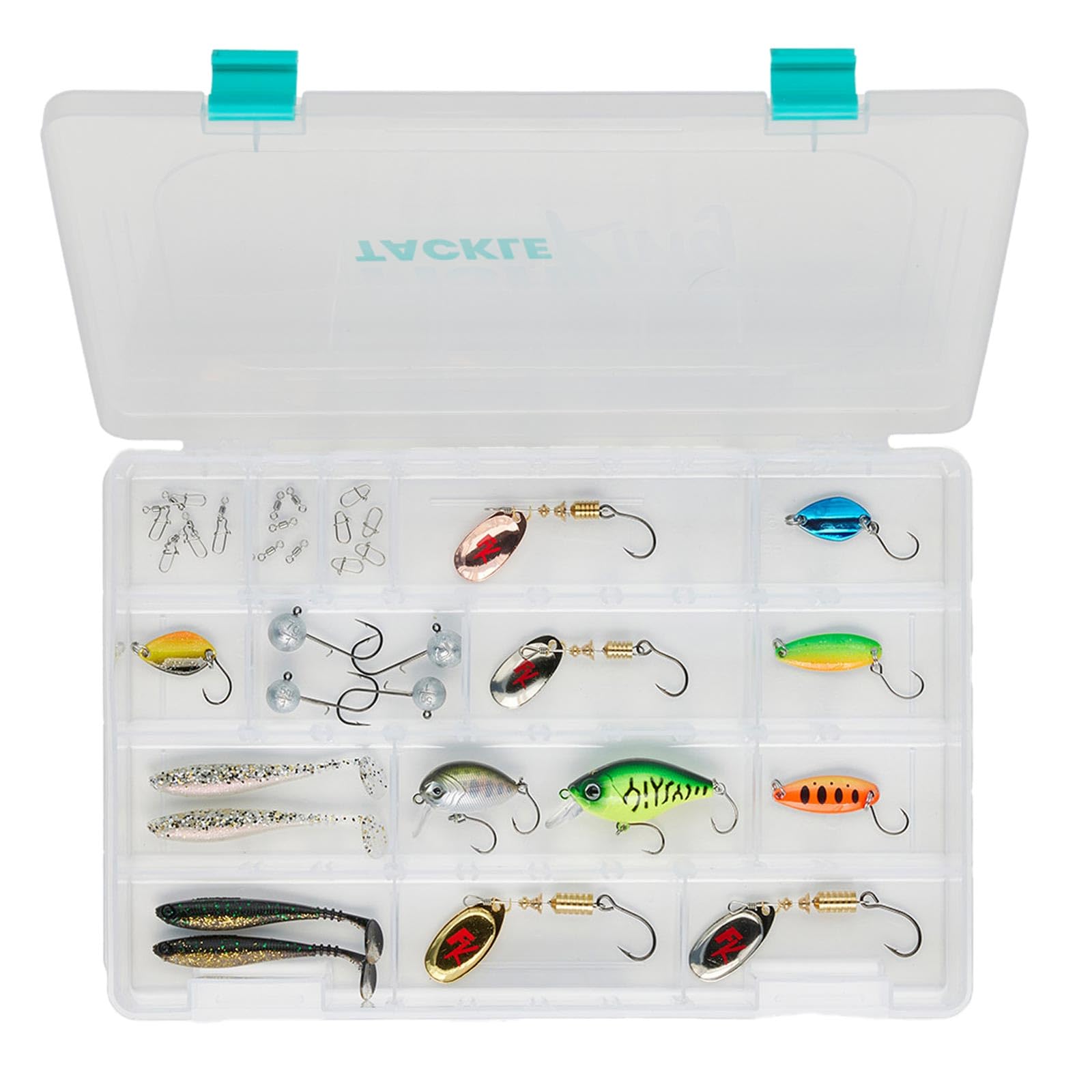 Fishing-King Tackle Box Forelle | Perfekte und große Auswahl zum Forellenangeln | Spinner, Spoons, Wobbler, Gummifische, Wirbel & Co.