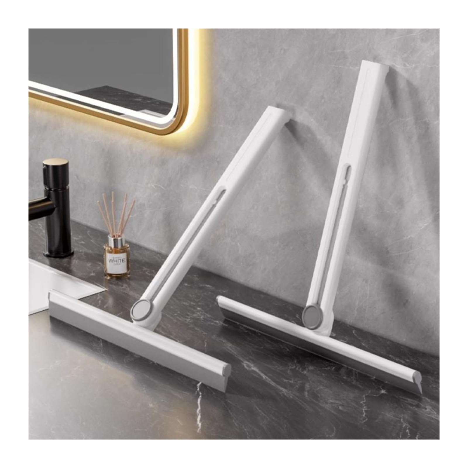 Grattoir en Silicone, essuie-Glace de Lavage, raclette Douche, Nettoyage des vitres du Sol, Outil, Mur d'eau Domestique(Black)