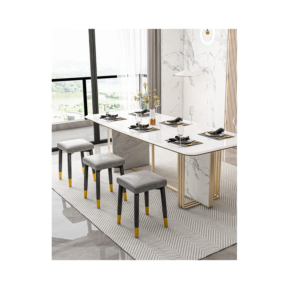 Balama Tabouret en métal noir, gris et doré, empilable, rembourré, 45 x 31 x 31 cm, avec patins réglables et cuir synthétique robuste
