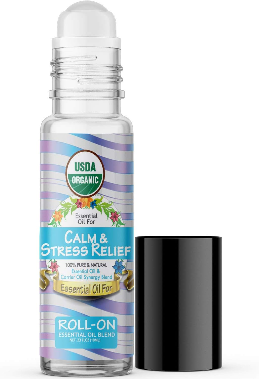 Essential Oil for Calm & Stress Relief (USDA Organic - 100% Pure) Pre-Diluted Blend of Essential Oils Recommended by Aromatherapists for Aromatherapy - 10ml