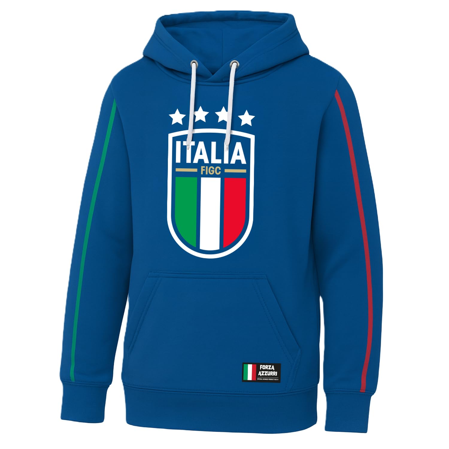 ITALIA FIGC Felpa con Cappuccio Ufficiale - Big Logo. Felpa Uomo in Cotone. vestibilità Regular per Adulto e Ragazzo
