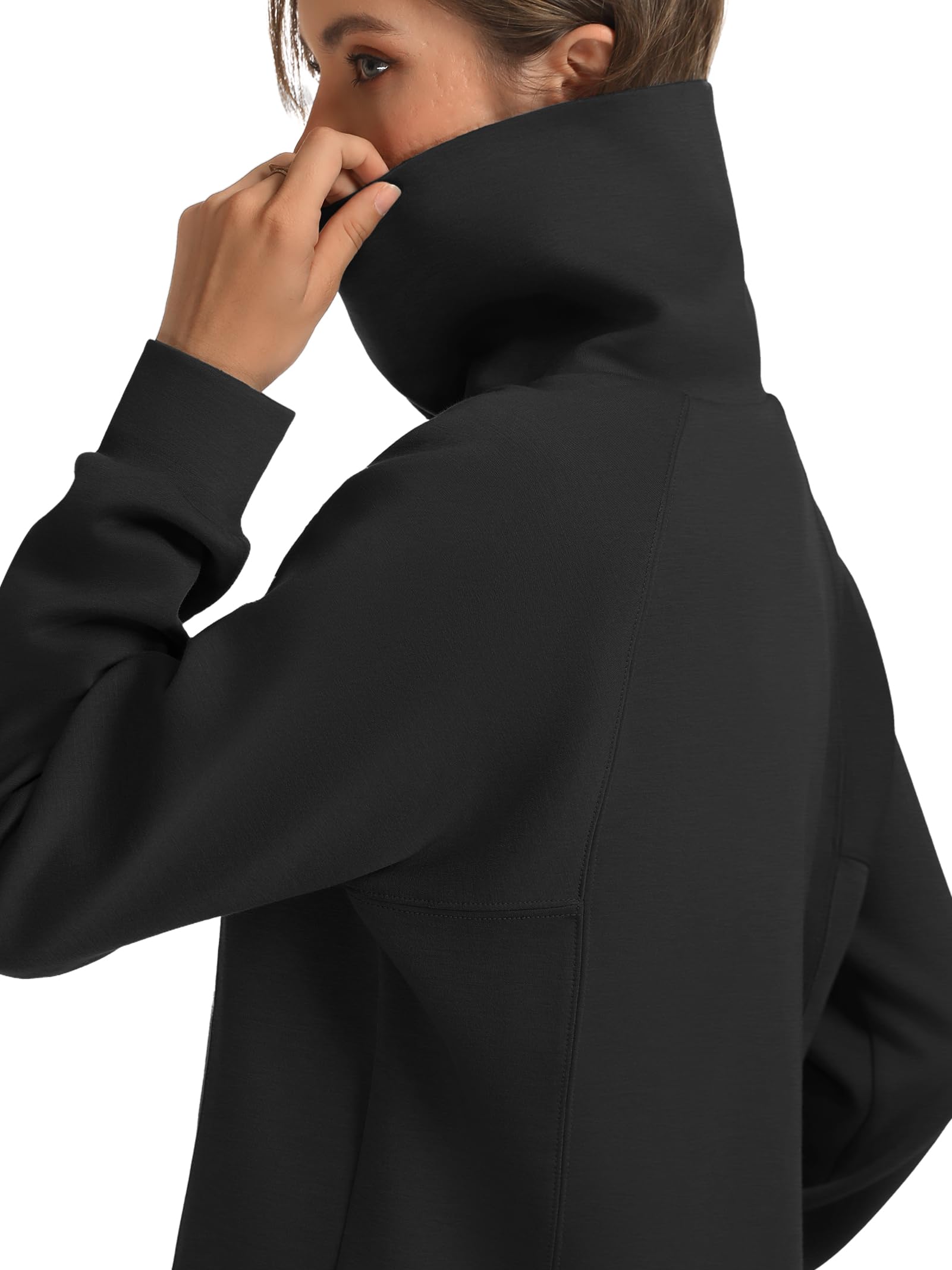 Casly Lamiit Conjunto de 2 piezas para mujer, sudadera con solapa y media cremallera, pantalones deportivos a juego, conjuntos de otoño