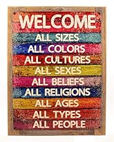 YASMINE HANCOCK Framed All Welcome Equality Metall Plaque Zinn Logo Poster Wand Kunst Cafe Club Bar Wohnkultur