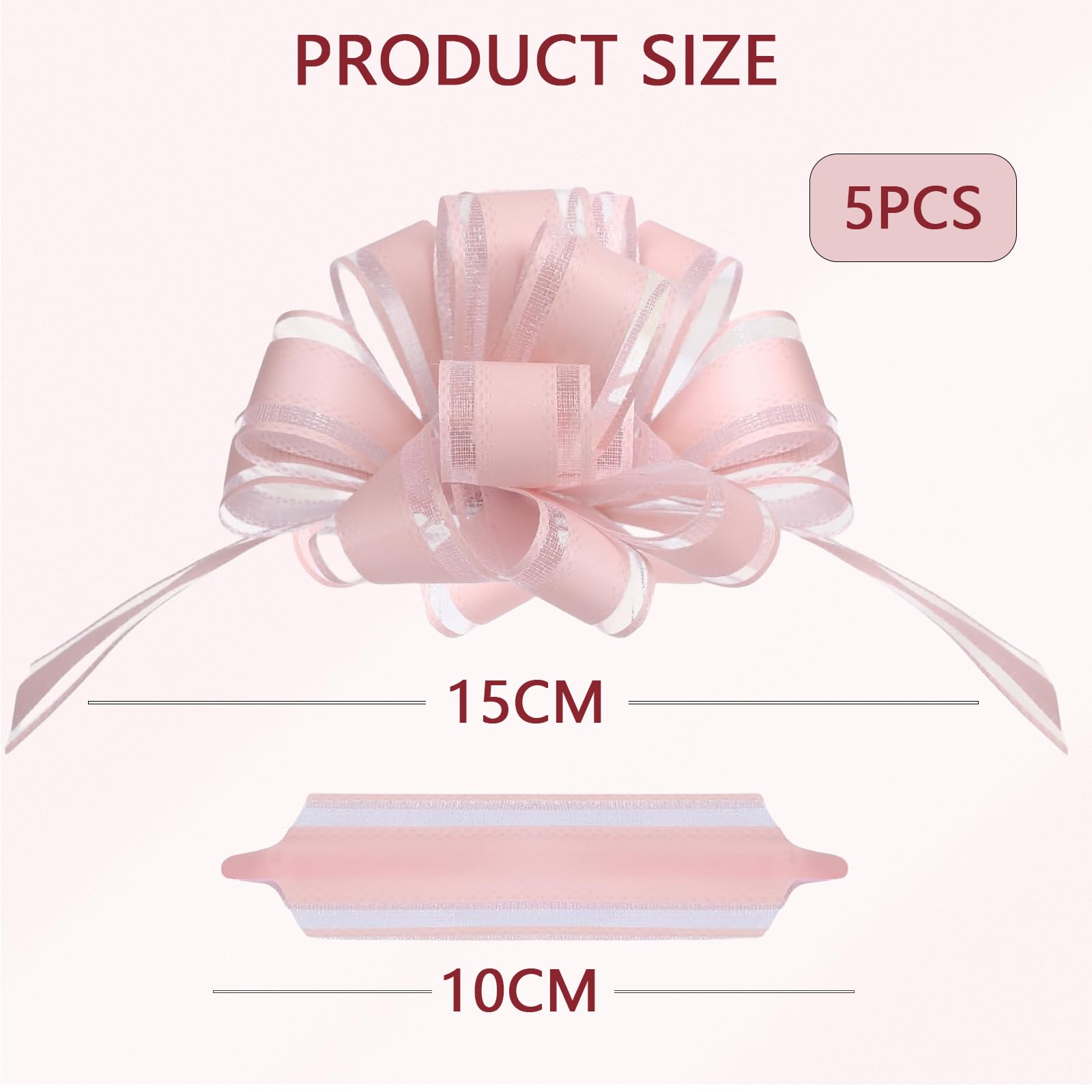 Lilbitty 5 pièces grand nœud cadeau en forme de tire-bouchon, Rose, L