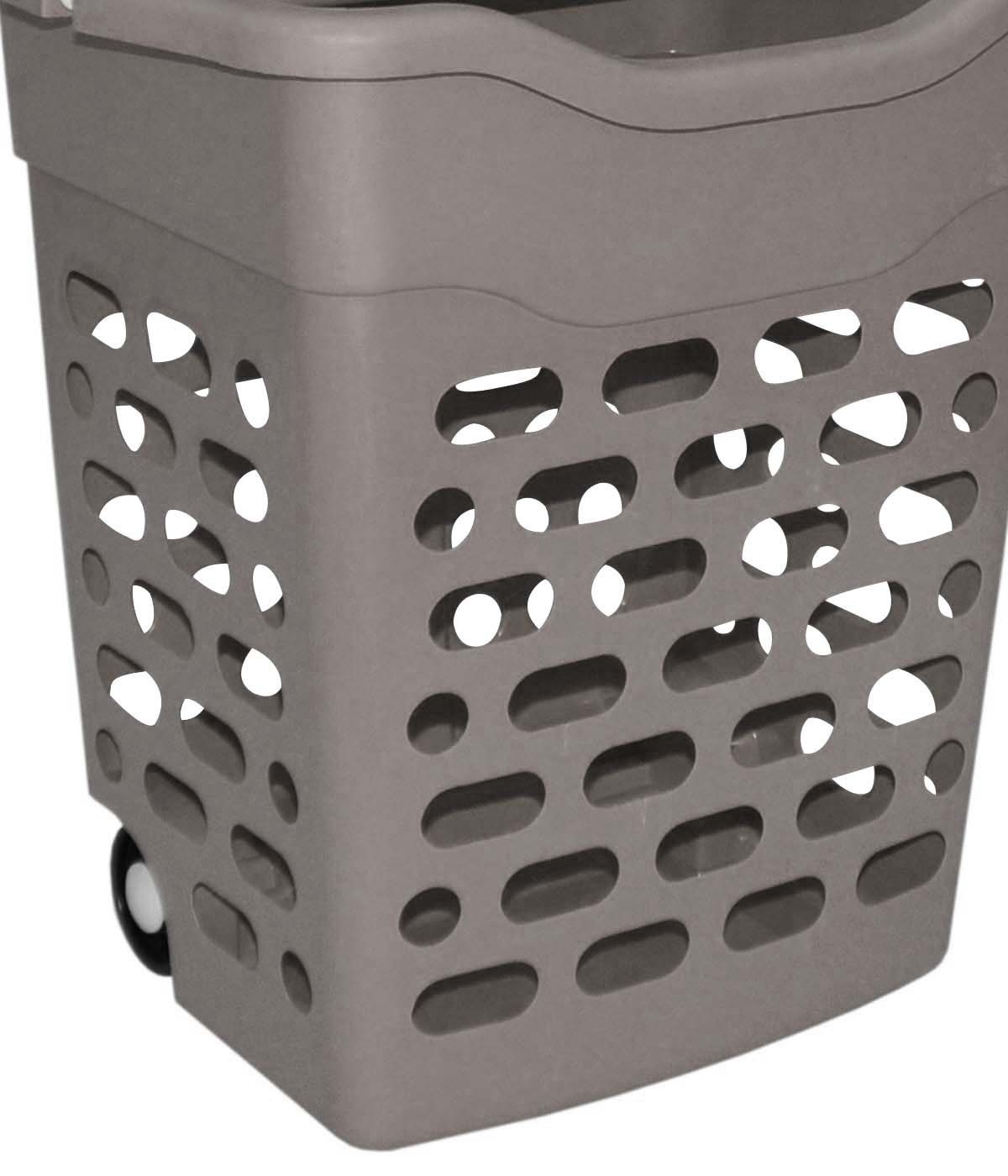 plasteo® Wäschekorb Wäschesammler Wäschesortierer | Fahrbar mit 2 Körbe und Griffen | Wäsche Trennen | Robust und Stabil | 50 Liter + 20 Liter | Luftdurchlässig | Taupe