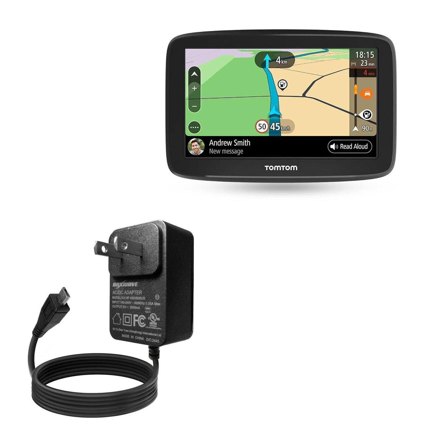 BoxWave Charger Compatible with Tomtom Smart Media-System - Wall Charger Direct (15W), Rapid Charge Your Device with Built-in 6ft Cable