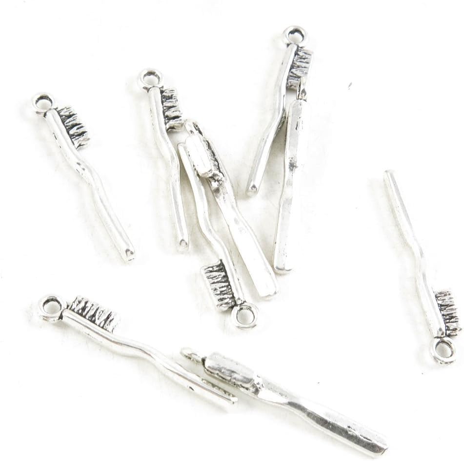 180 Pieces Jewelry Making Charms Antique Silver Tone for Necklace Pendant Bracelet I1SO4 Toothbrush Tooth Brush