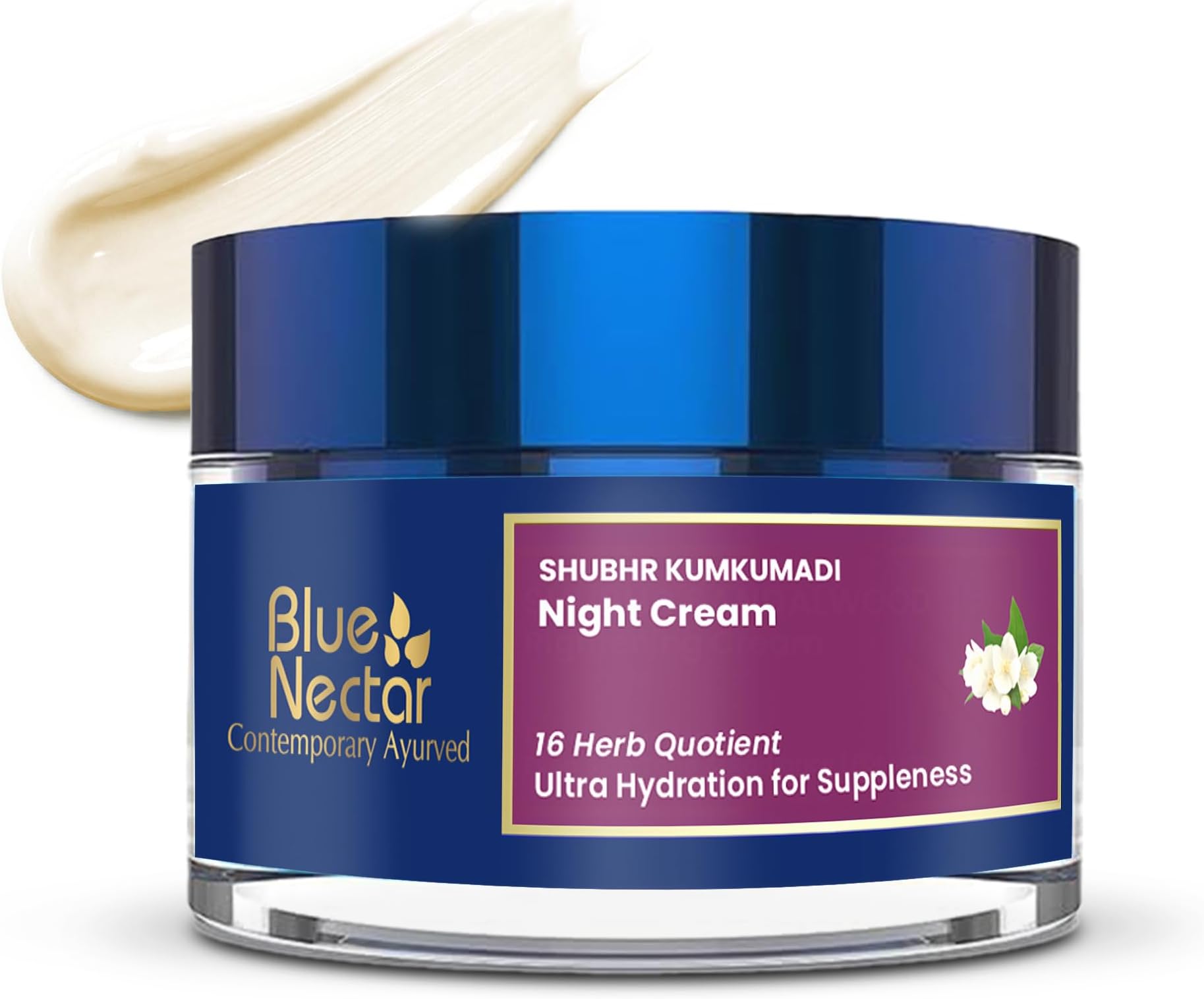 Kumkumadi Night Cream Face Moisturiser for Women with Natural Almond & Saffron | Plant Based Hydrating Face Cream Moisturiser for Night (16 Herbs, 50g)