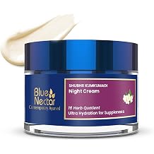 Blue Nectar Kumkumadi Face Oil Night Cream Face Moisturizer for Women | Ayurveda Hydrating Ghee Moisturizer with Natural Saffron &amp; Almond | Face Cream for Night Time (16 Herbs, 1.7 Oz)