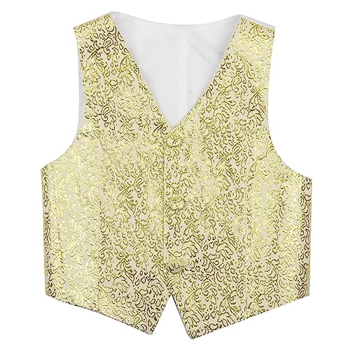 Jelory Kids Boys Glitter Floral Gentleman Waistcoat Tuxedo Formal Vest Suit Jacket Wedding Party Outwear Tops3