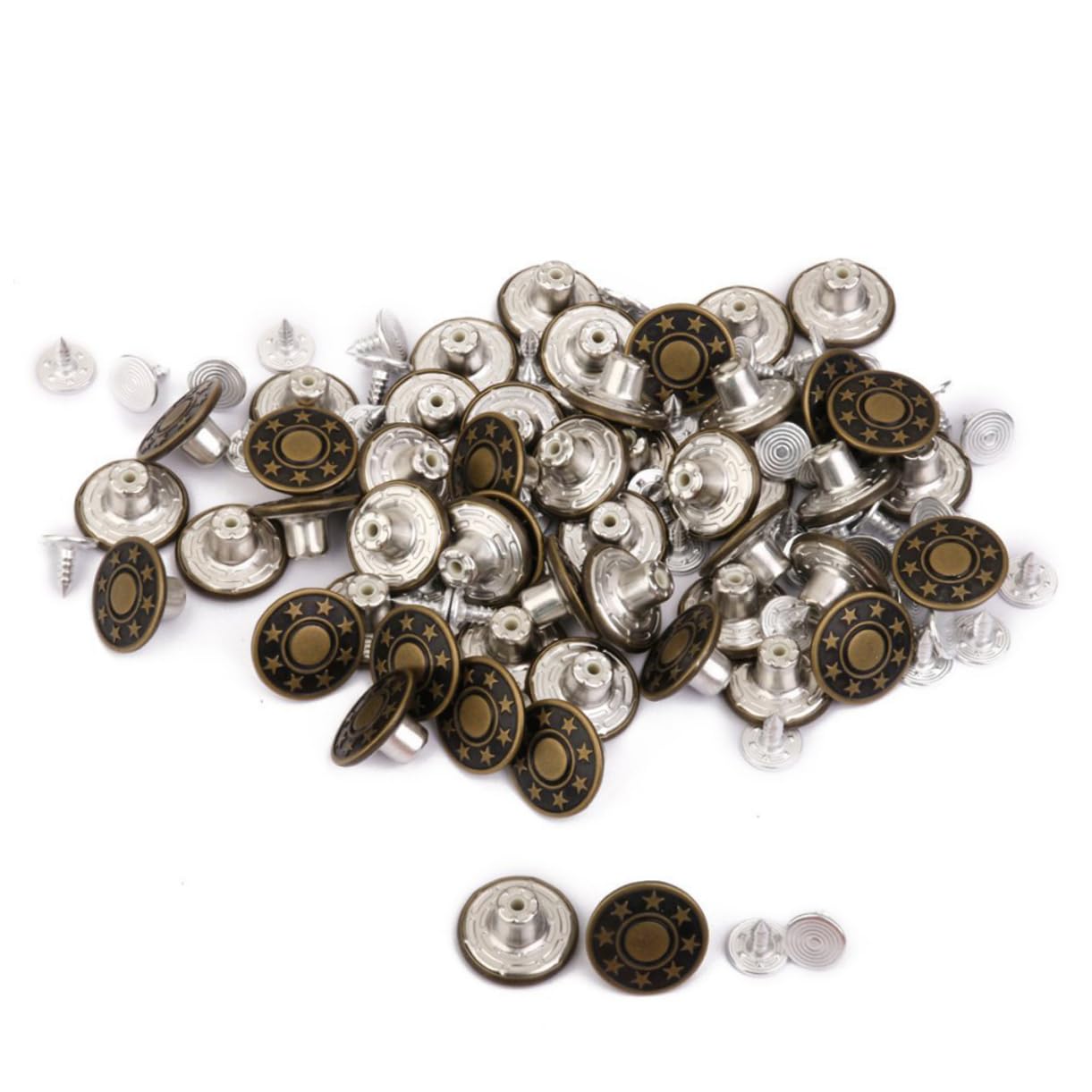 EXCEART 3 Set Da 17 Mm A Forma Di Stella Per Jeans Bottoni in Ottone Kit Di Fissaggio Verde Facili Da Installare Martello Per Lavori Di Cucito E Artigianato 50 Pezzi*3