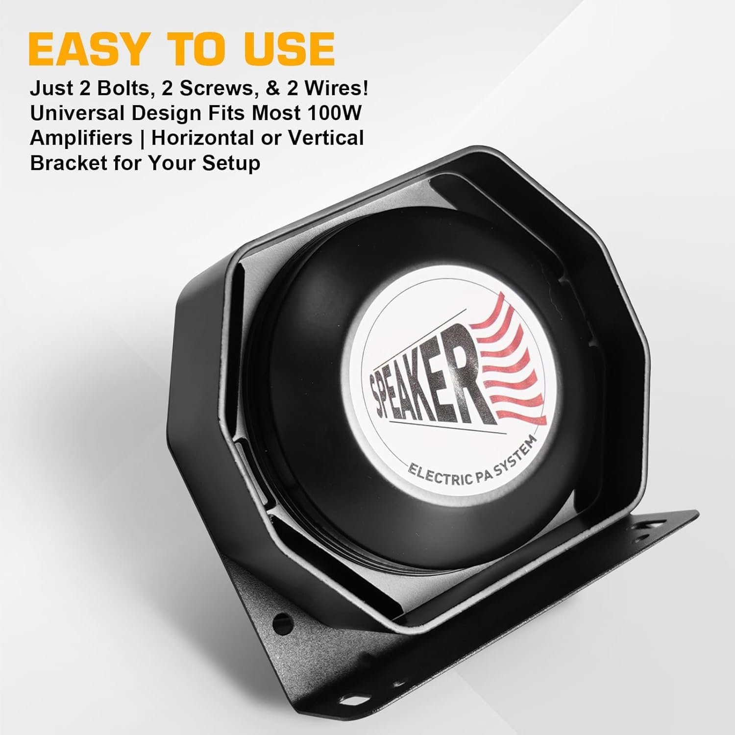 100W Ultra-Slim Siren Speaker, 8 Ohm 108-134dB PA Horn for Emergency Vehicles, IP66 Waterproof Aluminum Loudspeaker Compatible with 100-200W Siren Systems for Police Fire Ambulance Trucks