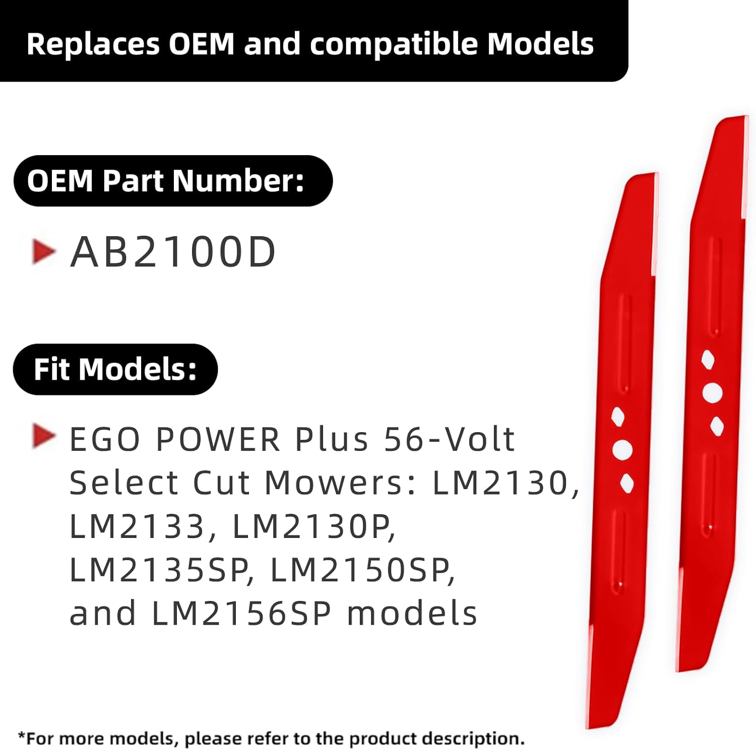 MAXPRO 2 Packs Mower Mulching Blade Compatible with Powerr+ 56V Models LM2133 LM2130 LM2135SP LM2130SP LM2156SP and LM2150SP Replaces AB2101D (LM2133)