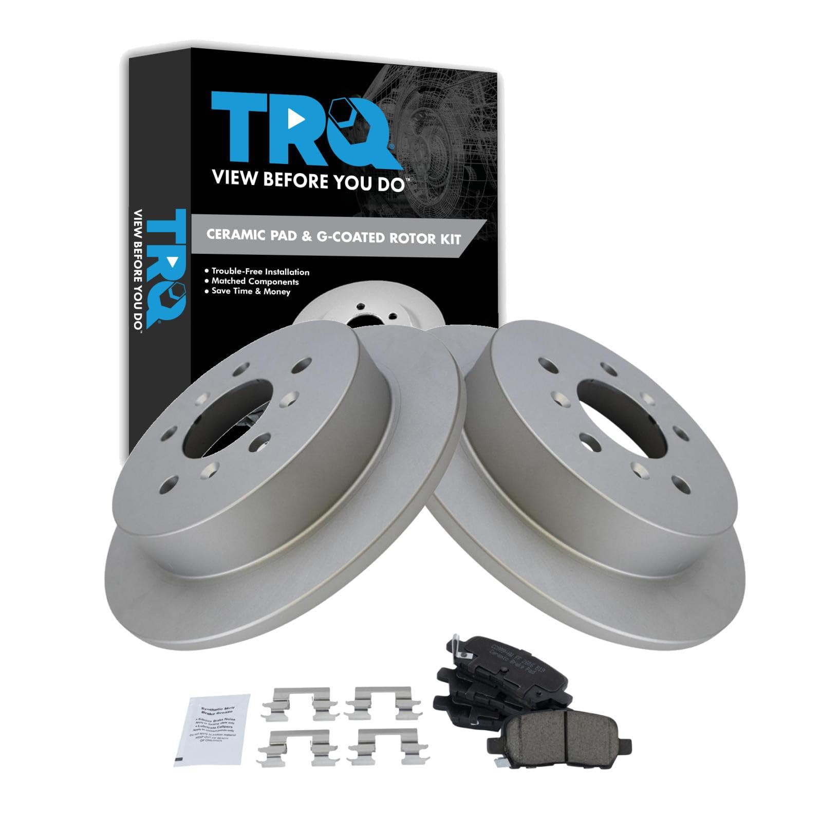 TRQ Rear Brake Pad and Rotor Set Ceramic Coated Rotors Compatible with 2008-2009 Buick LaCrosse