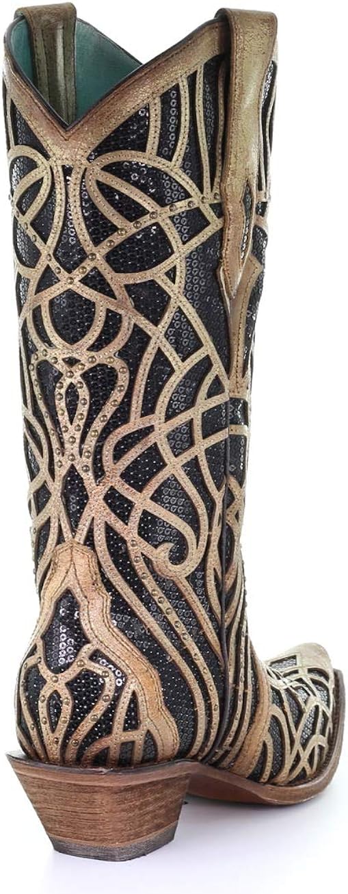 black sequin corral boots