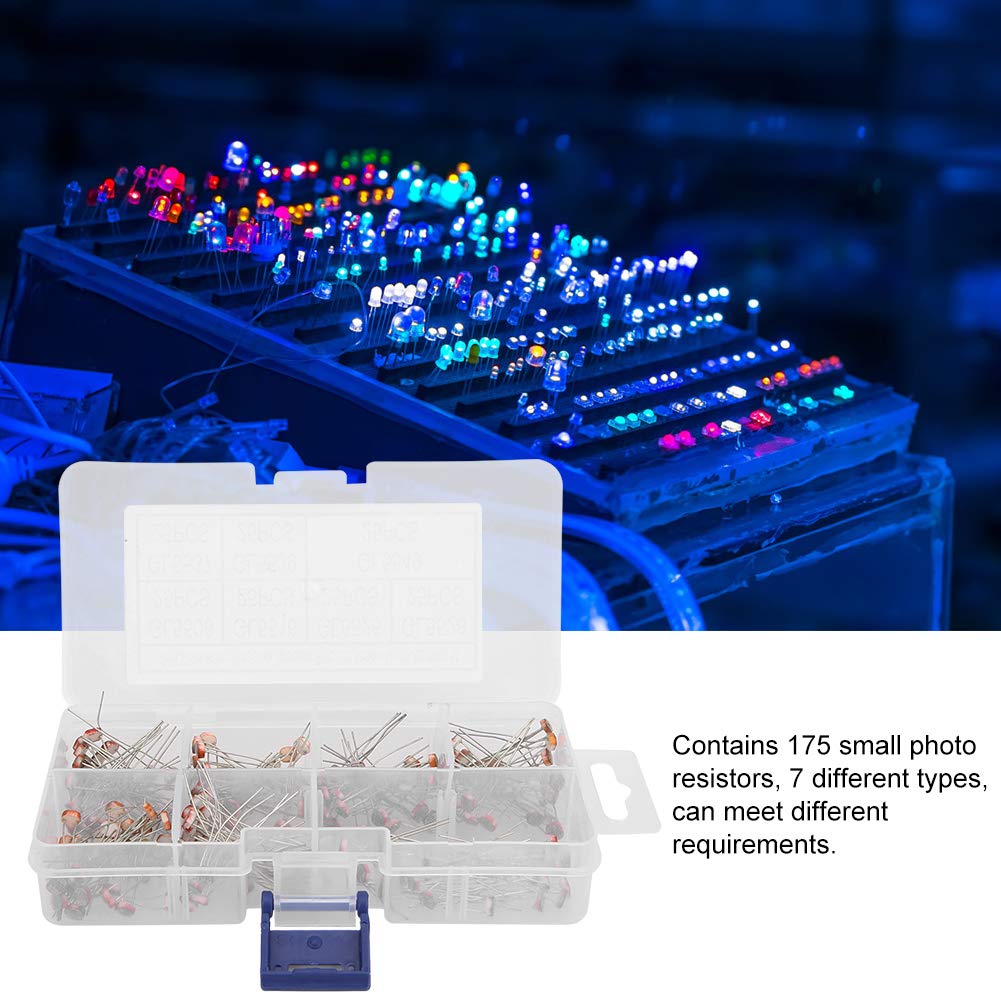 KIMISS Kit Fotoresistenza 175 Pezzi - GL5506 GL5516 GL5526 GL5528 GL5537 GL5539 GL5549 per Progetti di Elettronica Fai Te