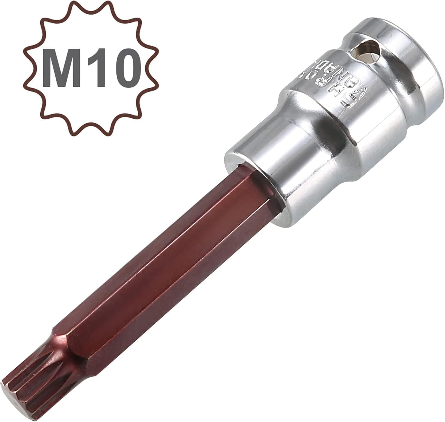 TOP-VIGOR Triple Square Spline Bit Socket, 1/2" Drive x M10 (10mm) Key Socket, Premium S2 Steel Bits, Bit with 4" Length for Torque Wrench, Ratchet Wrench, Impact Power Drills, Slide Bar