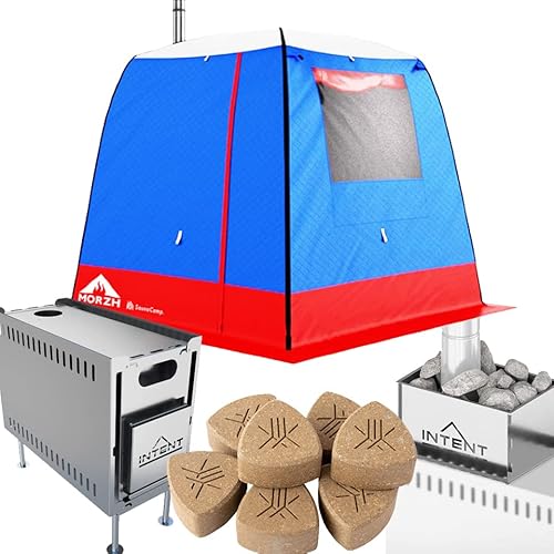 MORZH (モルジュ) テントサウナ サウナテント (Tricolor) 3層式 INTENT STOVE 1台 ストーンホルダー セラミックストーン 日本語マニュアルセット SaunaCamp. サウナキャンプ