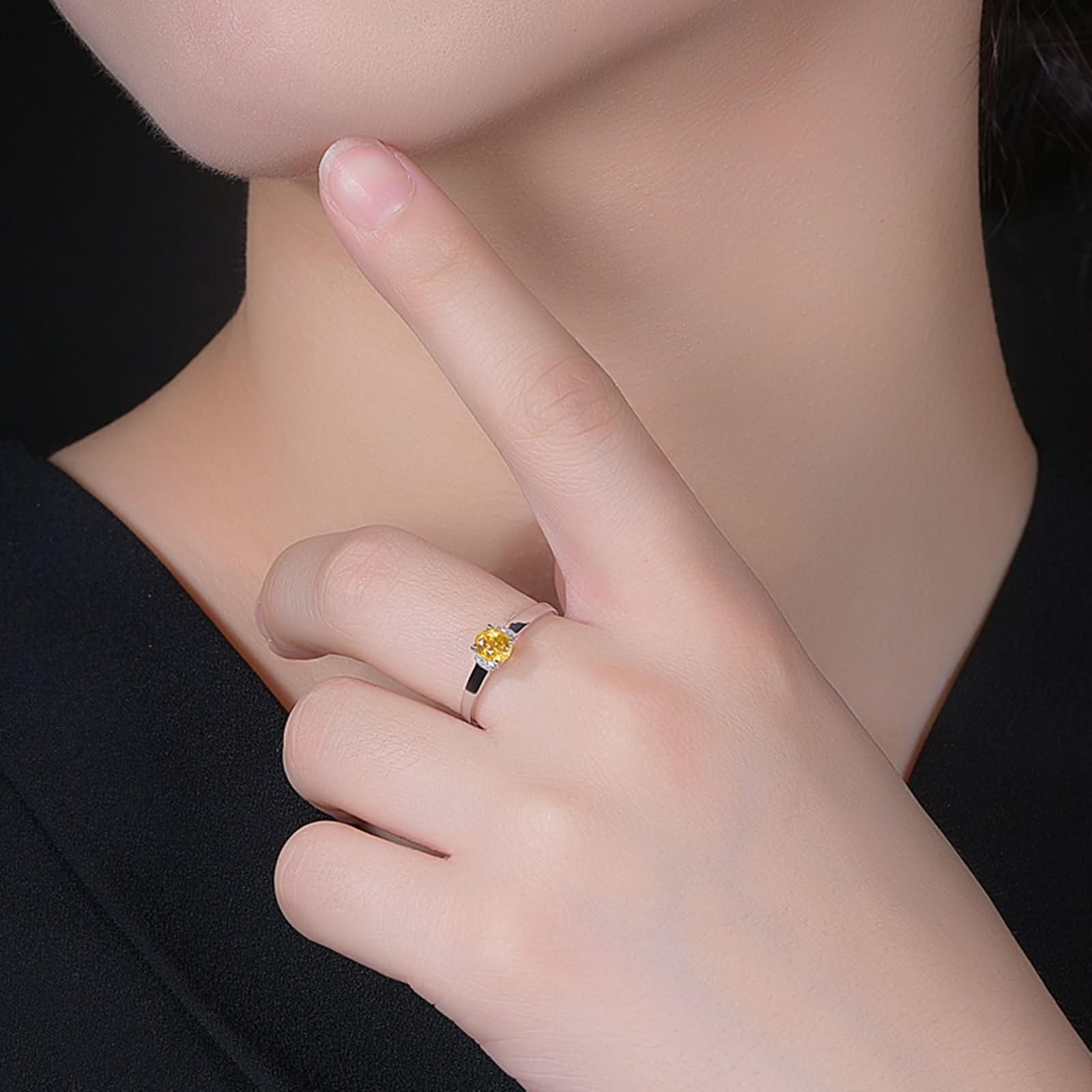Pierścionki Fedina Białe Złoto 9K / 14K / 18K 750 Kobiety, 4 owalne szczęki 0,55 ct żółte szafir i diamenty, żółte srebrne pierścionki damskie wieczność