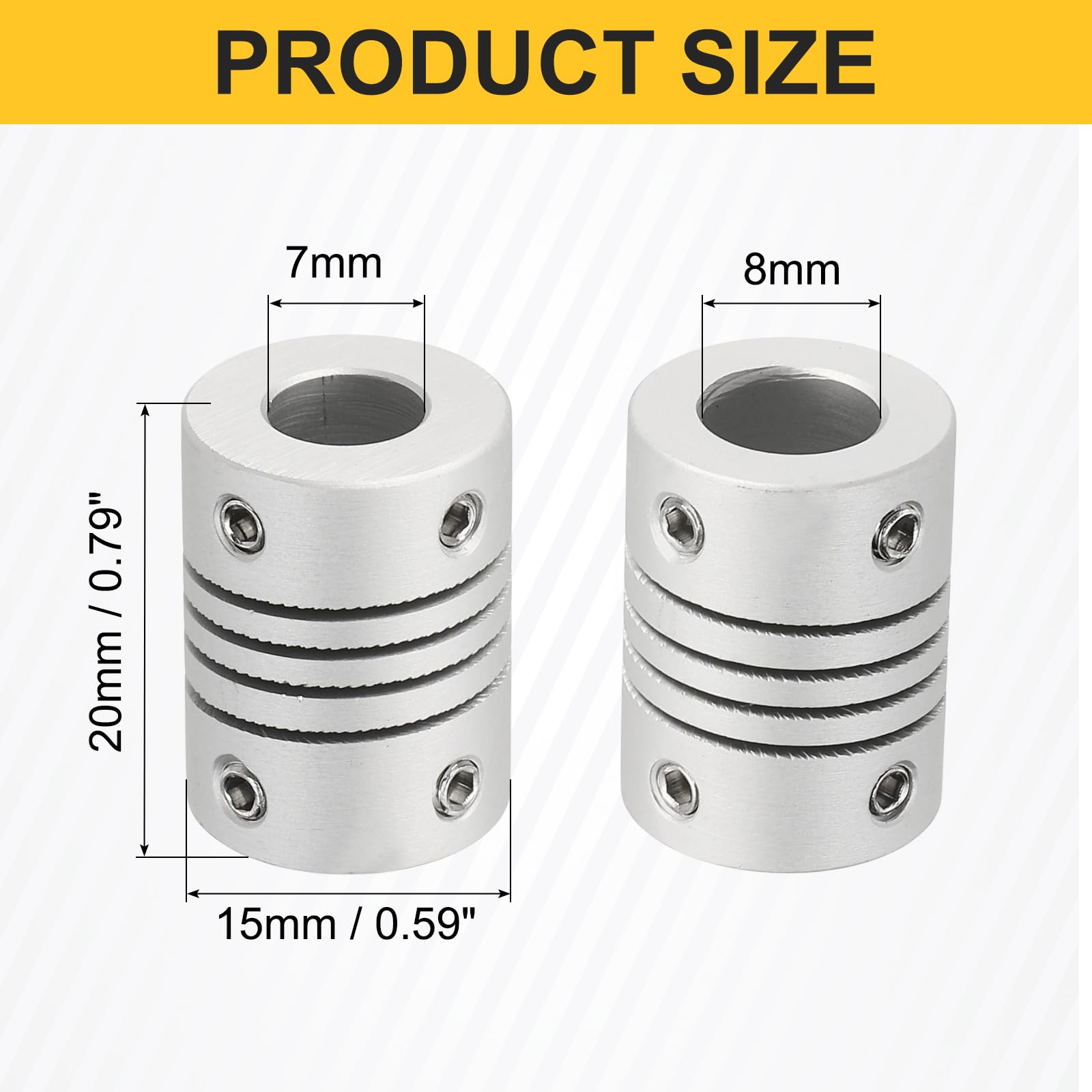 QUARKZMAN 4 Piezas Acoplamientos Flexibles De 7mm A 8mm Conector De Unión De Aleación De Aluminio Acoplamientos De Eje Flexible Para Motor De 3D Máquina CNC Motor Guía DIY D15 X L20mm