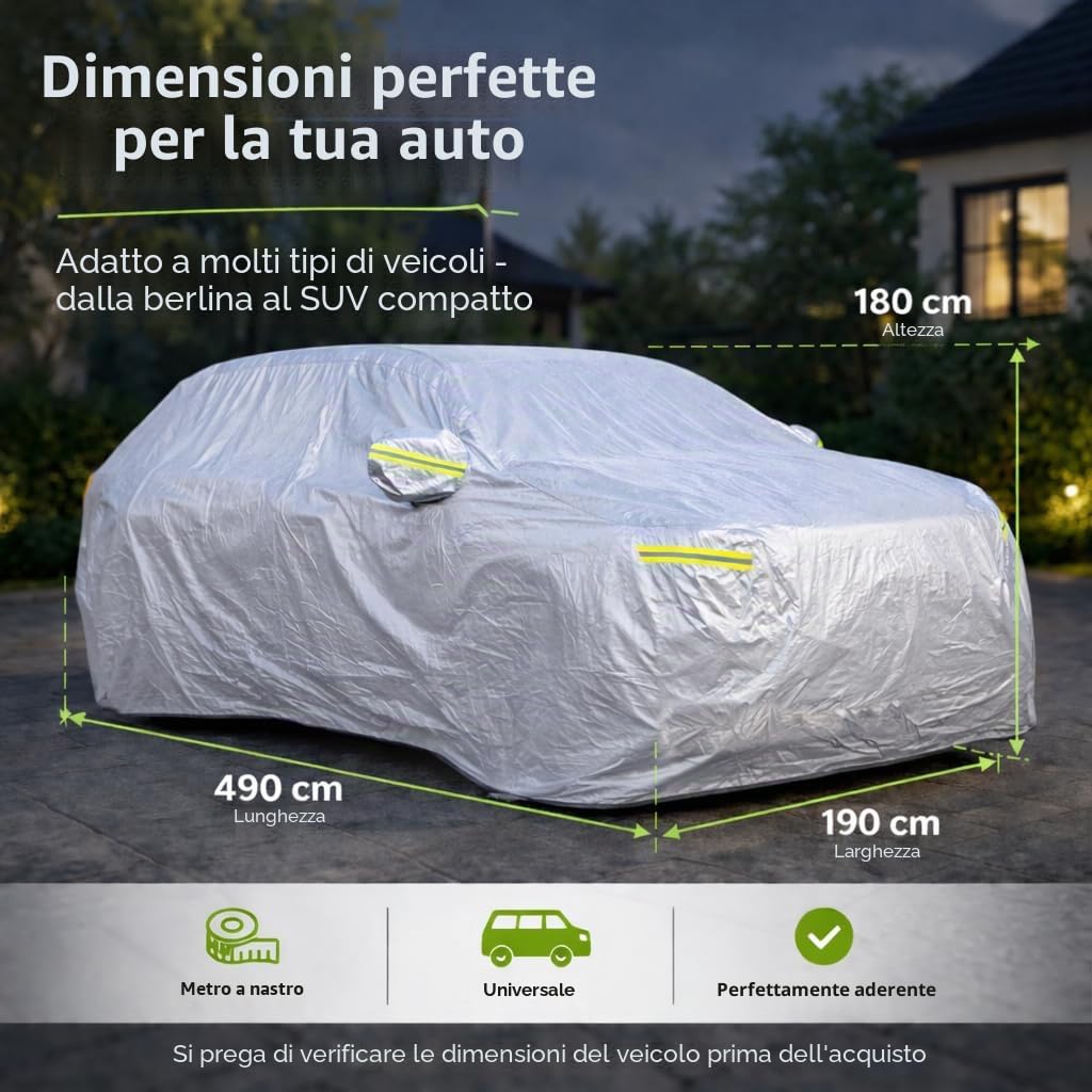 SUV Telo auto Copertura protettiva auto Garage completo Garage auto Copertura - Car Cover - Telo di copertura impermeabile - Copertura auto - Esterno e Interno - (1x SUV (490x190x180cm))
