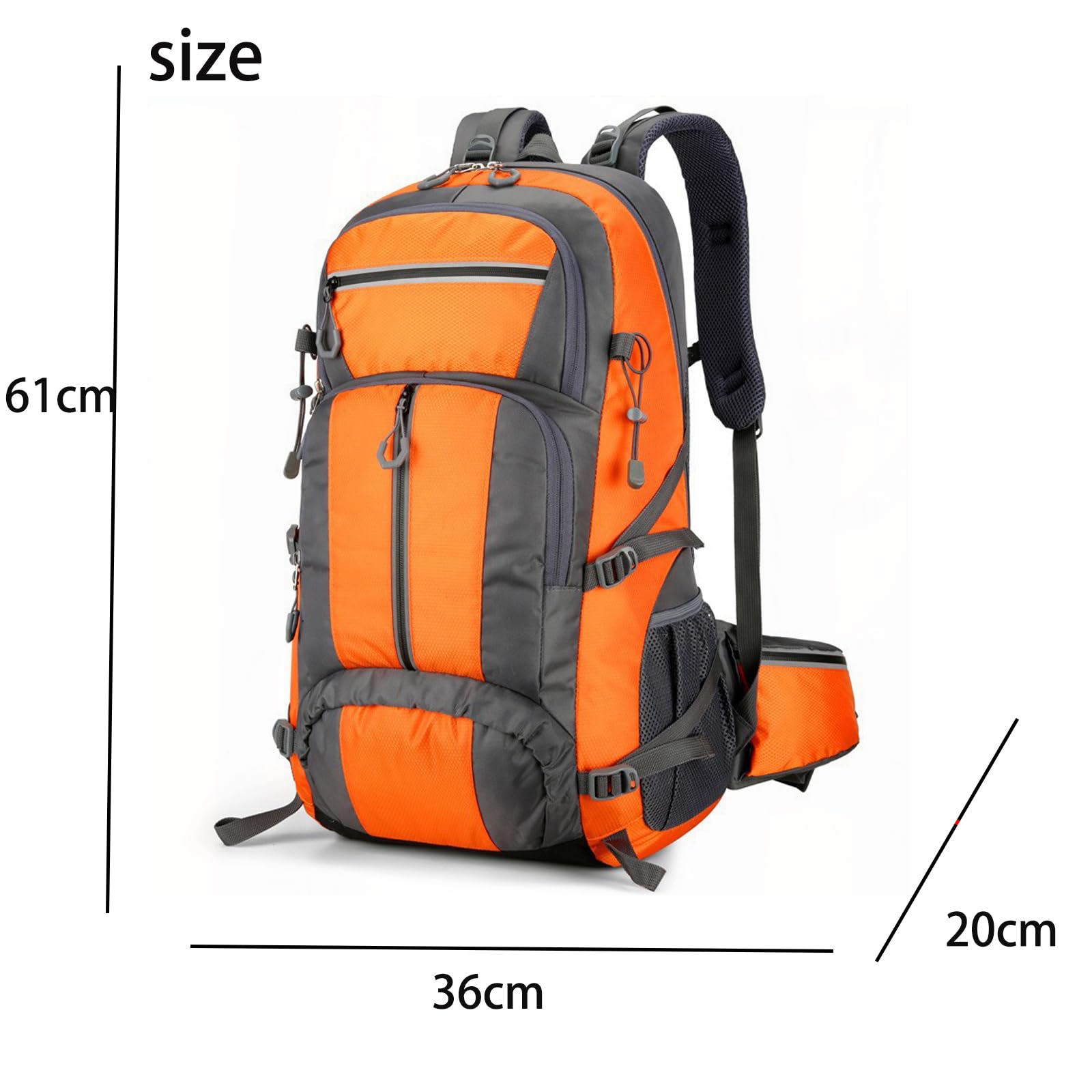 Plecak kempingowy 50 l, lekki nylonowy plecak trekkingowy dla mężczyzn i kobiet, duża pojemność, sporty na świeżym powietrzu, alpinizm, podróżny, wodoodporny plecak