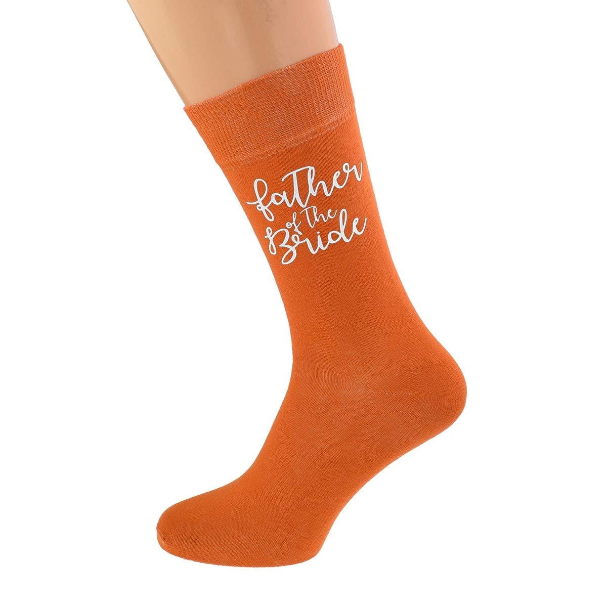 Gtr - Socks Burnt Orange Wedding Script Design Socks Uk Adult 5-12 In Various Roles (Father Of The Bride)