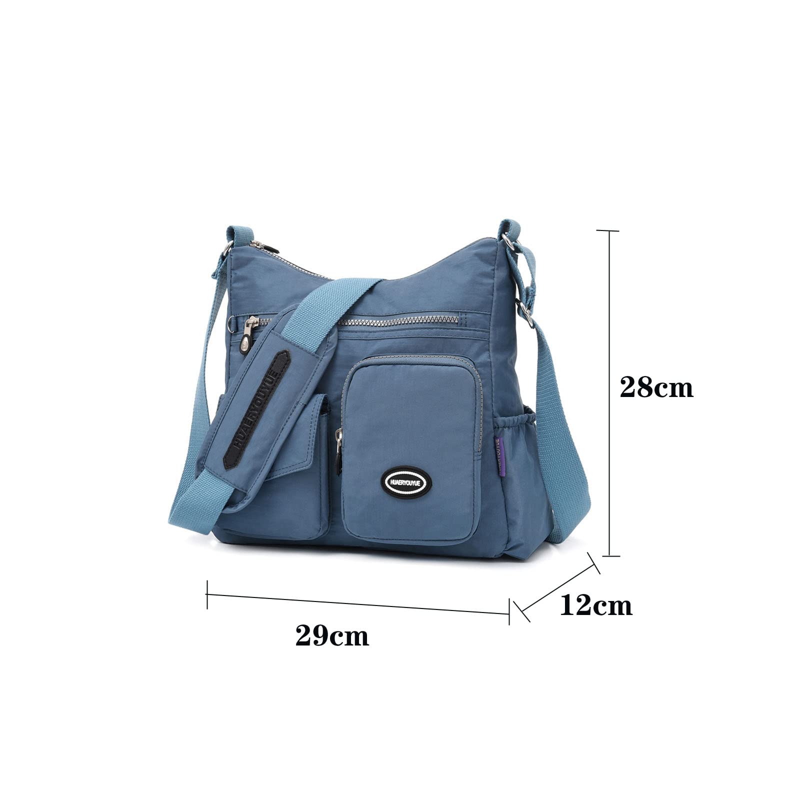 FEUSEUZ Deluxe handbag waterproof nylon fabric messenger bag Women's large capacity shoulder bag Tote bag (Light blue,One Size)