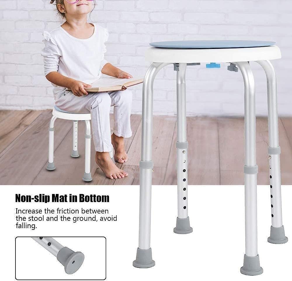 Taburete de Ducha de baño de Seguridad Giratorio Redondo de 360°, Silla de Ducha con Asiento Giratorio de aleación de Aluminio para bañar a Personas Mayores discapacitadas y con Movilidad Limitada