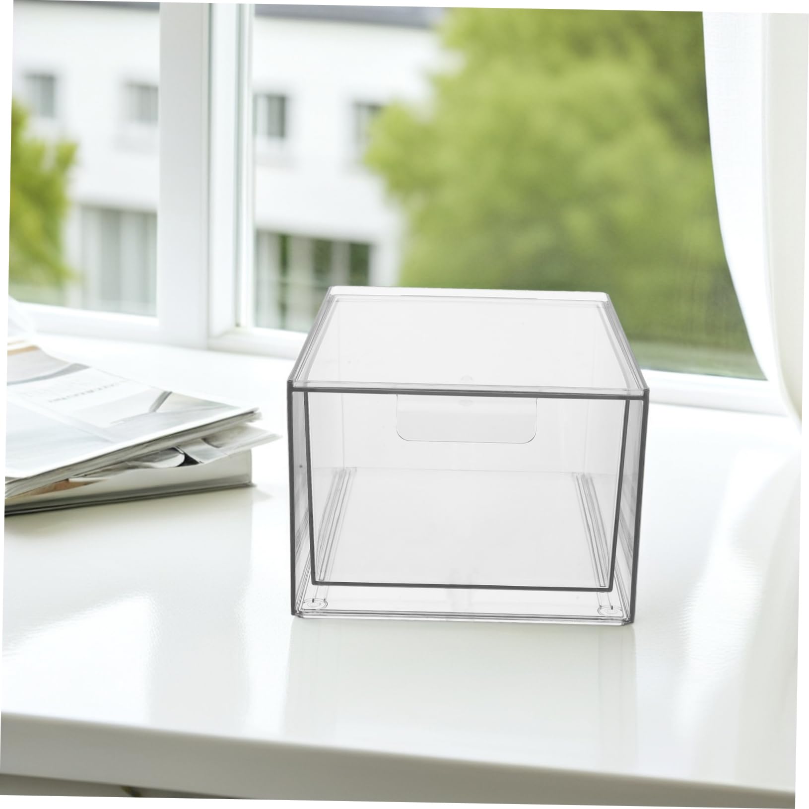 Caja De Almacenamiento De Cosméticos Transparente Con Organizador De Maquillaje Para Baño y Tocador Para Paletas y Productos De