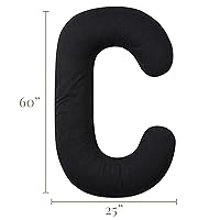 Vista 7 de Betty Dain Funda de almohada de punto elástico para embarazo/maternidad, color negro, 60 x 25 pulgadas.