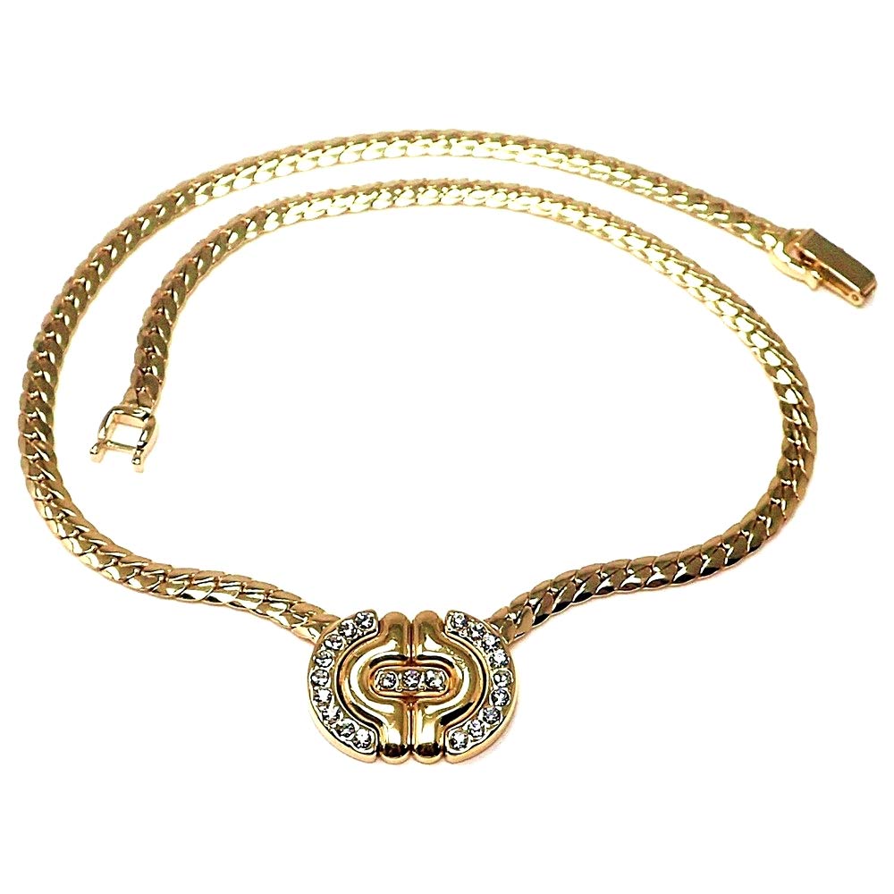 Choker Metall plattiert 43cm. Mitte weißen Steinen [AB5191]
