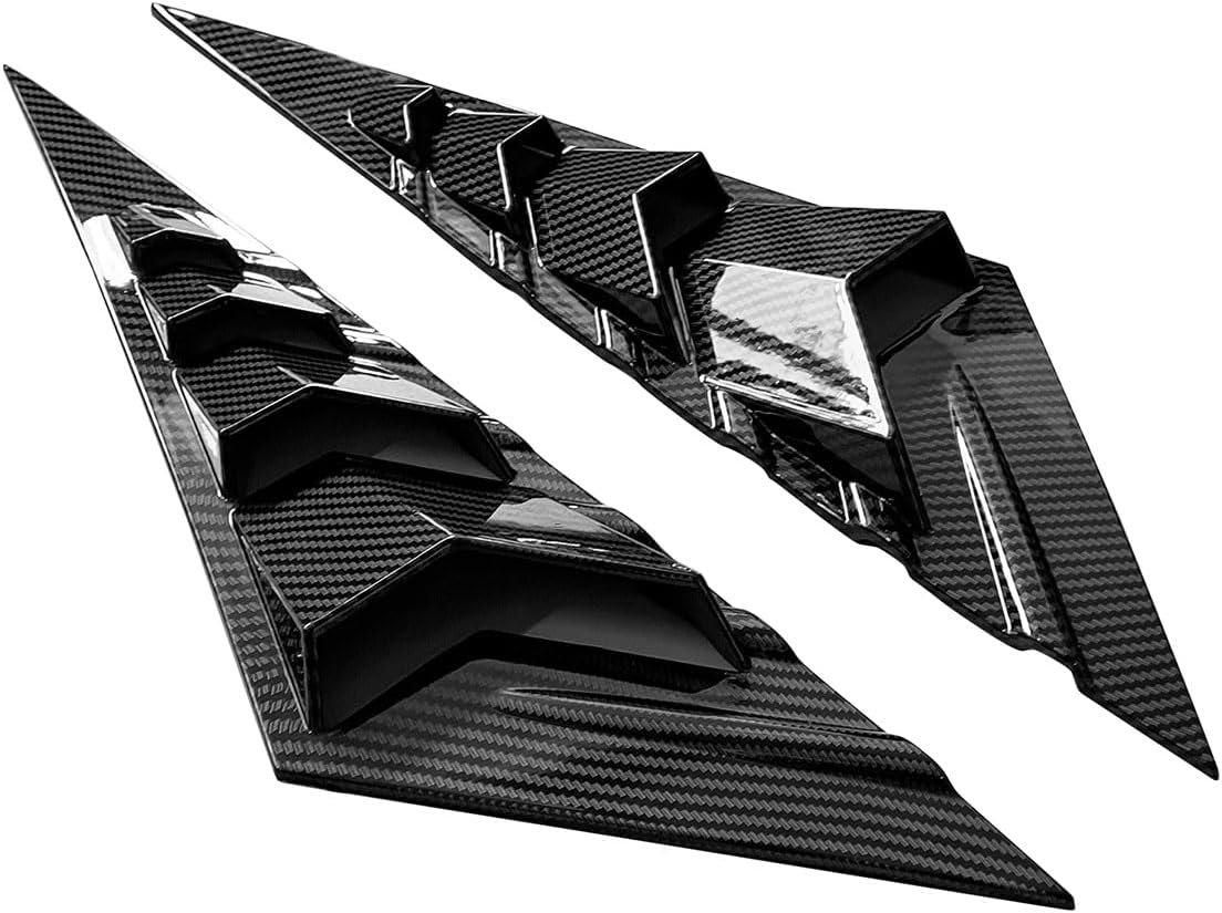 Side Window Louver, Compatible with 2021-2023 Hyundai Elantra & Fits 2024-2026 Elantra N & N Line, Carbon Fiber Print ABS Plastic Aerodynamic Rear Side Sunshade Wind Deflection Cover, 2PCS