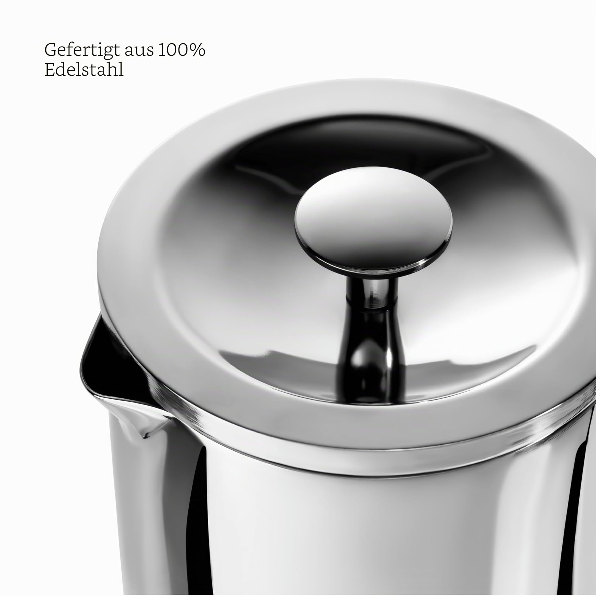 aarke Coffee Press – Premium Kaffeepresse aus Edelstahl im schwedischen Design, Doppelwand-Vakuumisolierung & Auslaufsicherer Ausguss, 8 Tassen