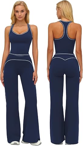 ABOCIW Two Piece Workout Sets for Women Racerback Tank Top and Wide Leg Yoga Pan