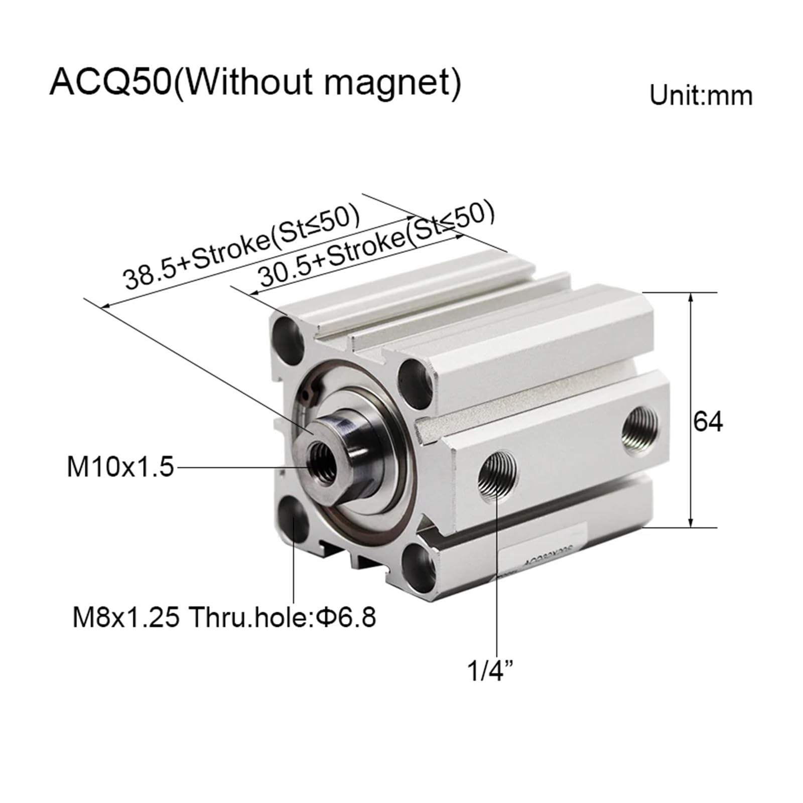 ACQ50 ACQ63 - Cilindro compacto de doble efecto (carrera de 100 mm, ACQ63)