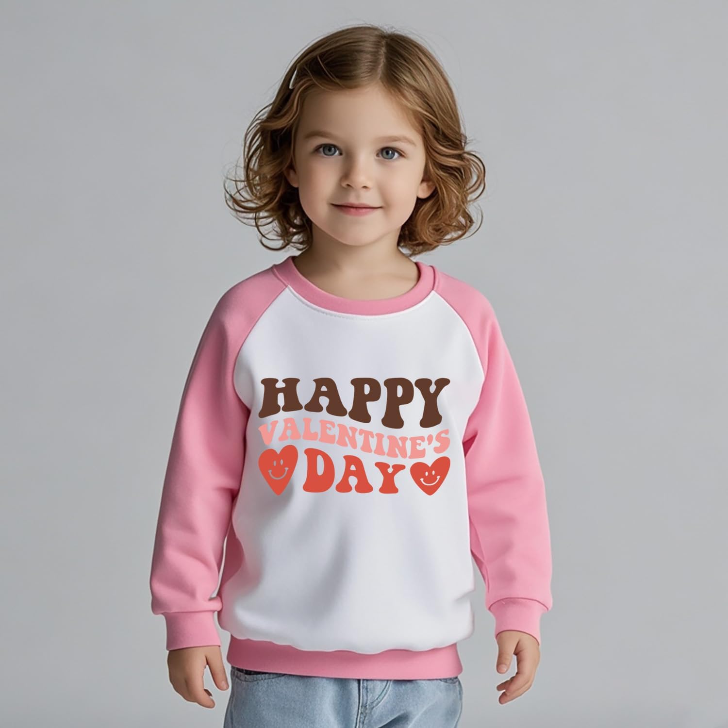 Toddler Valentines Sweatshirt Boys Girls Pizza Heart ABC I Love U Graphic Shirt Kids Long Sleeve Outfit Tops
