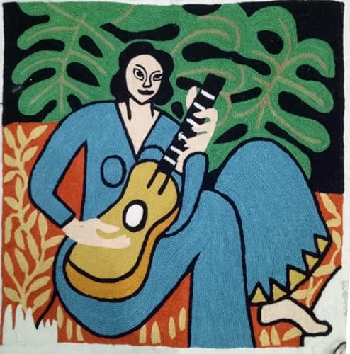 Matisse Kissenbezug - The Music Lady Modern Stuhlkissen | Moderne Bauernhaus-Kissen | Blume Outdoor Kissen | Mid Century Stuhlkissen | handbestickte Wolle Größe 45,7 x 45,7 cm Cover