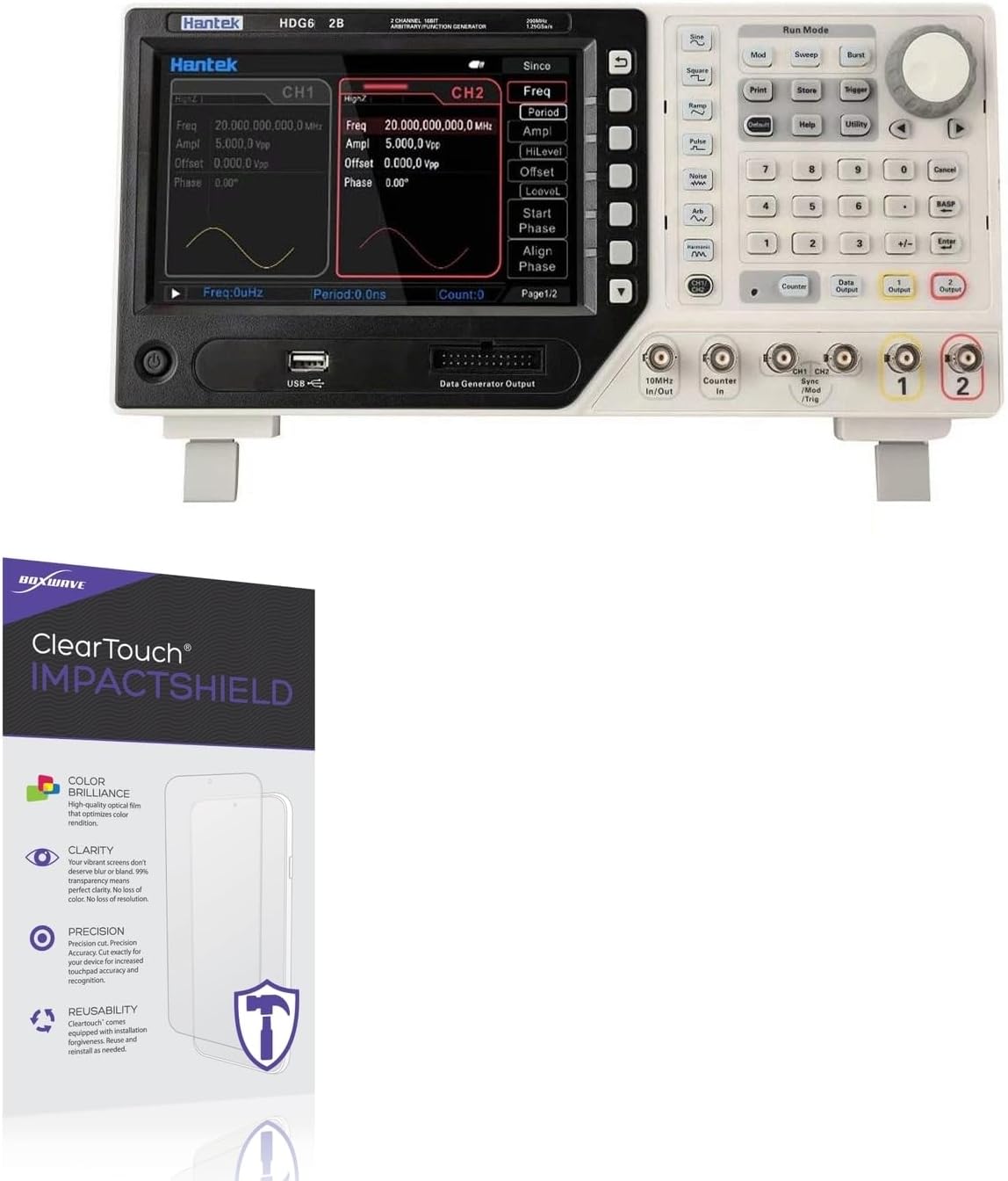 BoxWave Screen Protector Compatible With Hantek HDG6112B - ClearTouch ImpactShield (2-Pack), Impenetrable Screen Protector Flexible Film