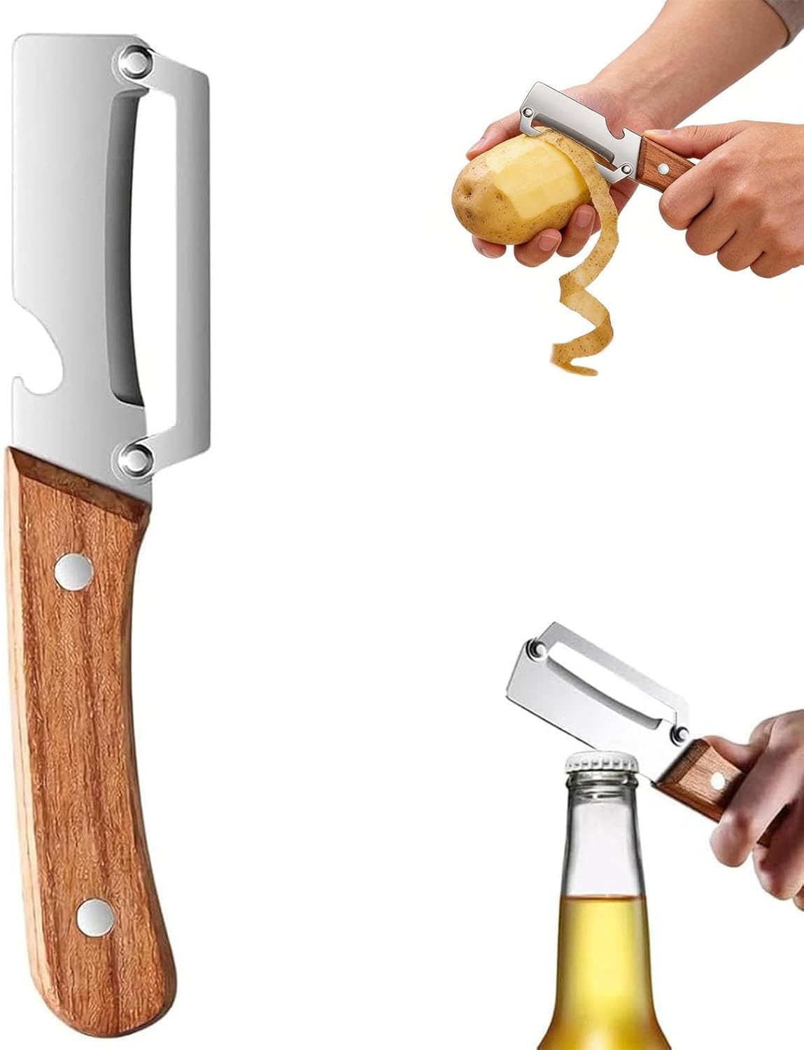 Pelador de madera para mamá juego de 3 herramientas multifuncionales de cocina para regalar