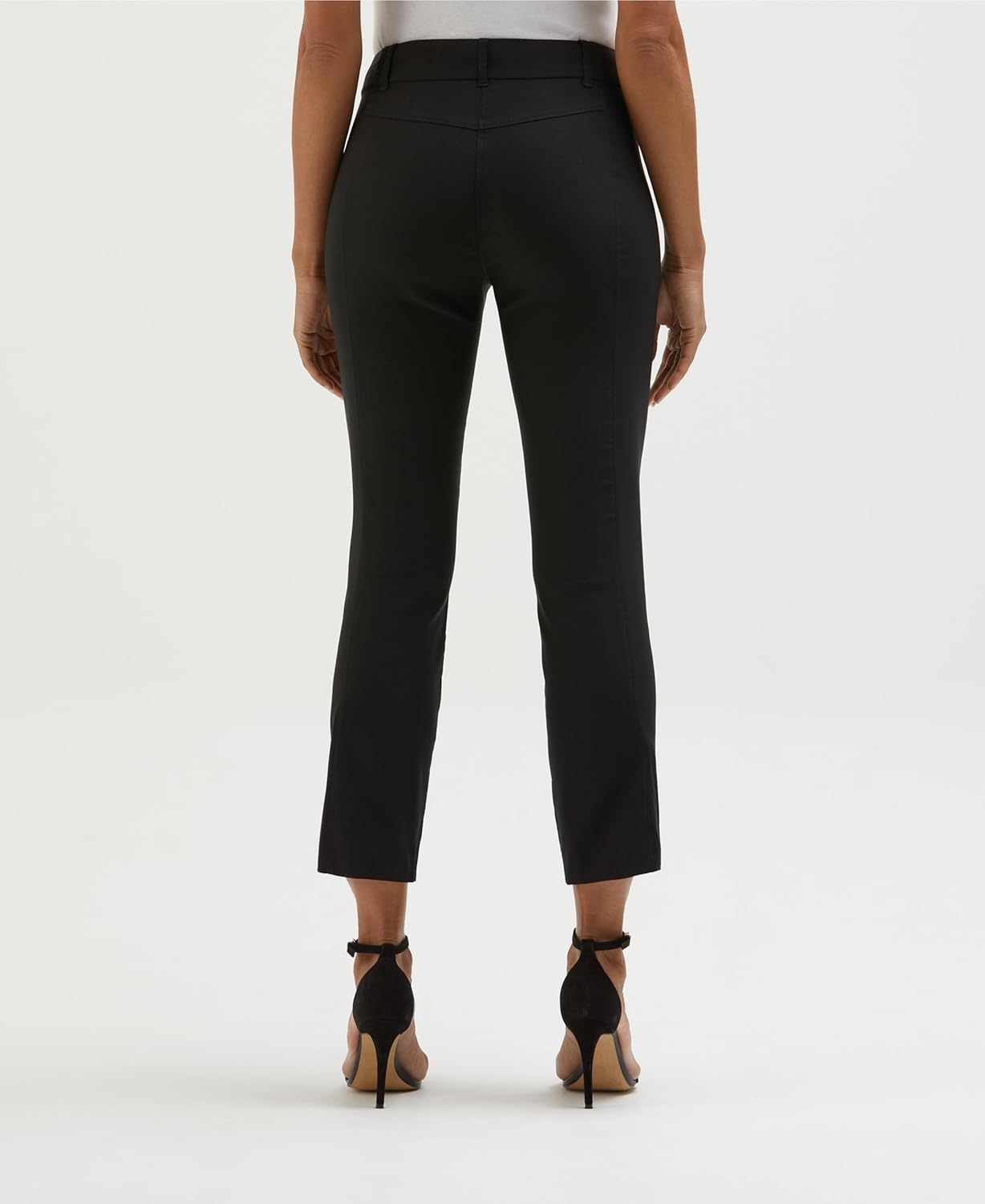 Rafaella Womens 27" Satin Luxe Crop Pants, Stretch Fabric, Elastic Waist Panels, Straight Leg Classic Fit Capris - Image 2